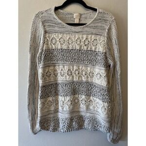 Chicos Boho Style Size 1‎ Black And Cream Sweater